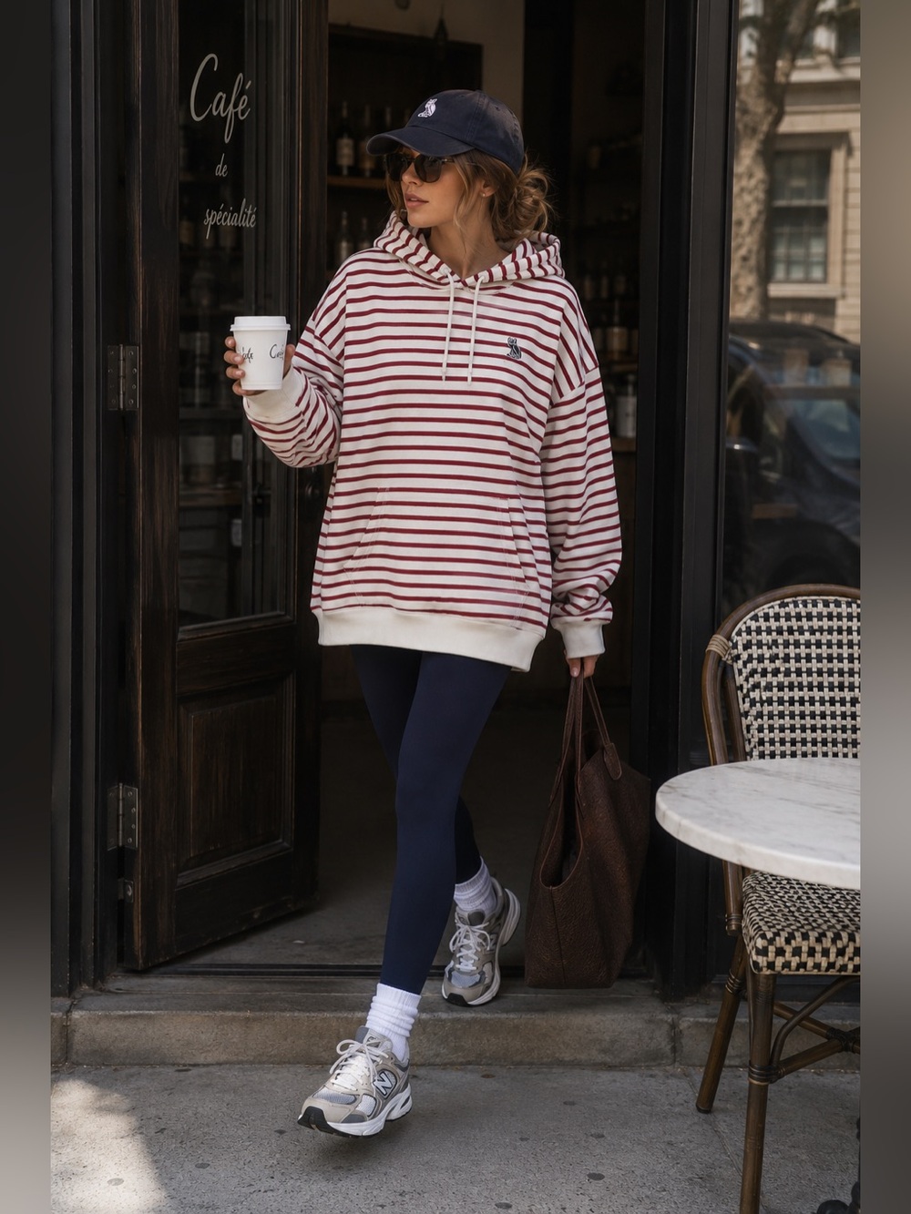 OVO Striped Hooded Pullover Sweatshirt in Red & Cream